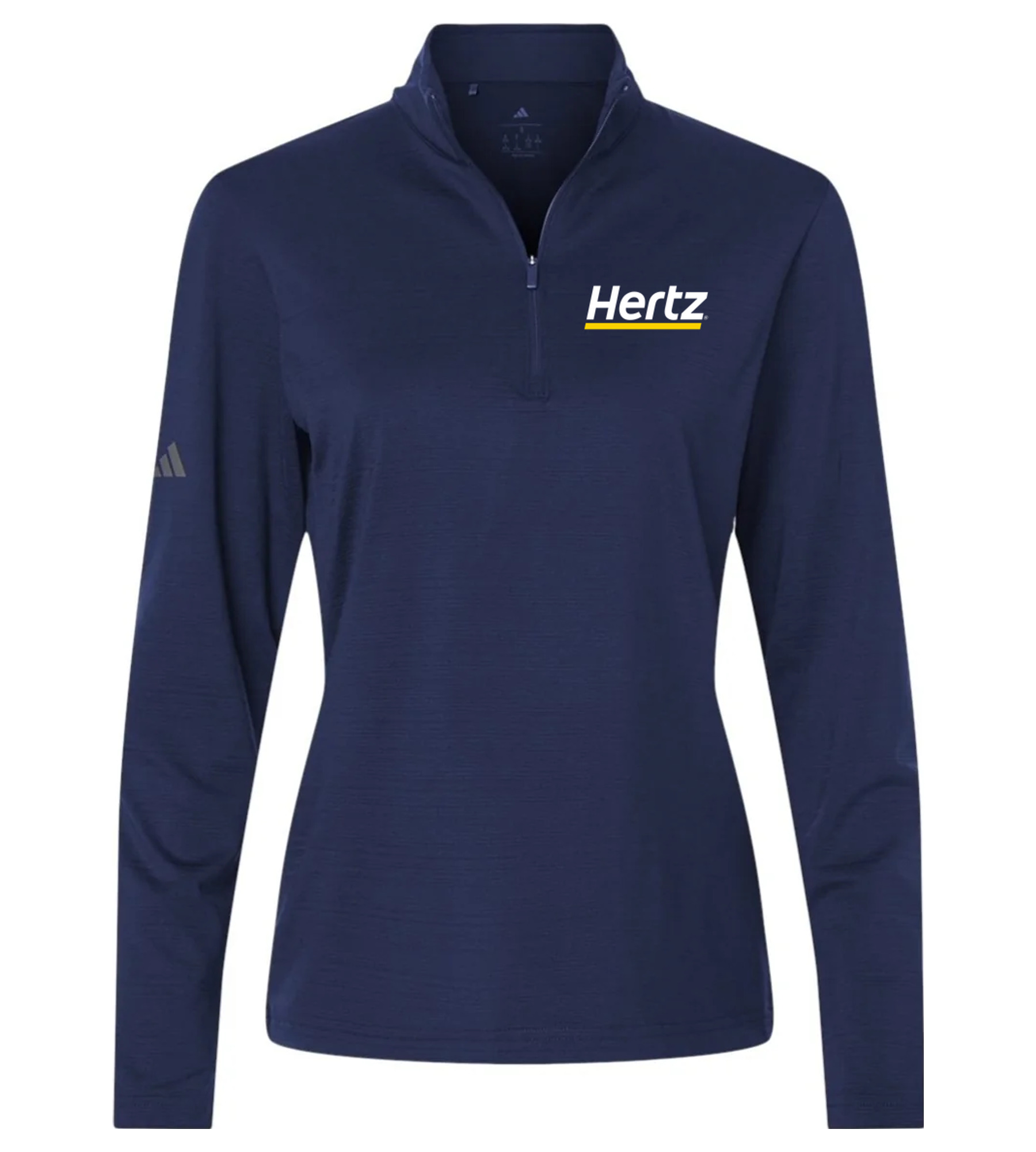 Adidas Women's Textured Stripe Quarter-Zip Pullover Dark Blue with Hertz